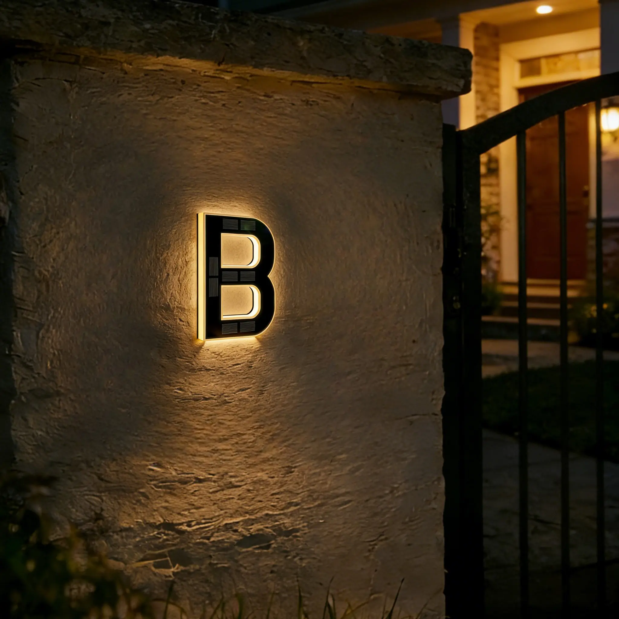 9 Inch Solar Lighted House Numbers for Outside, Light Up Waterproof LED Address Numbers Signs for Houses, Large Personalized Illuminated Exterior Modern House Numbers Light