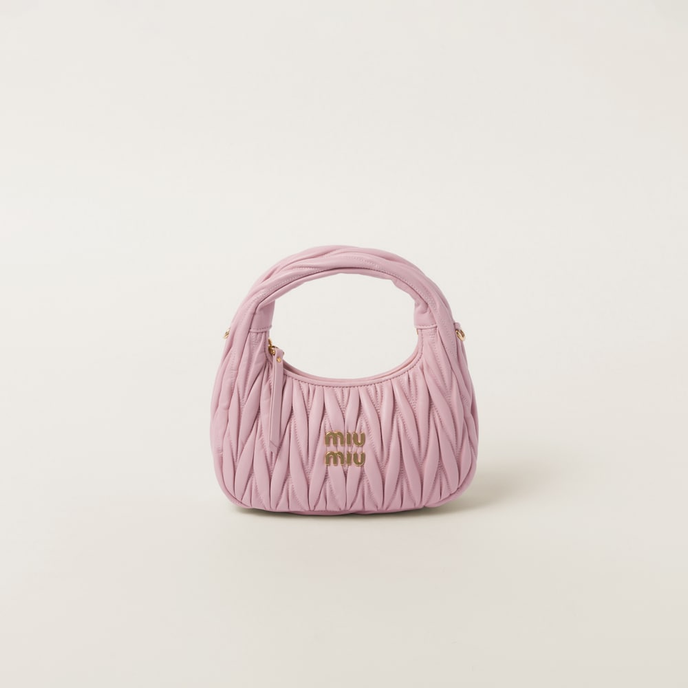 Wander matelassé nappa leather hobo bag Alabaster Pink