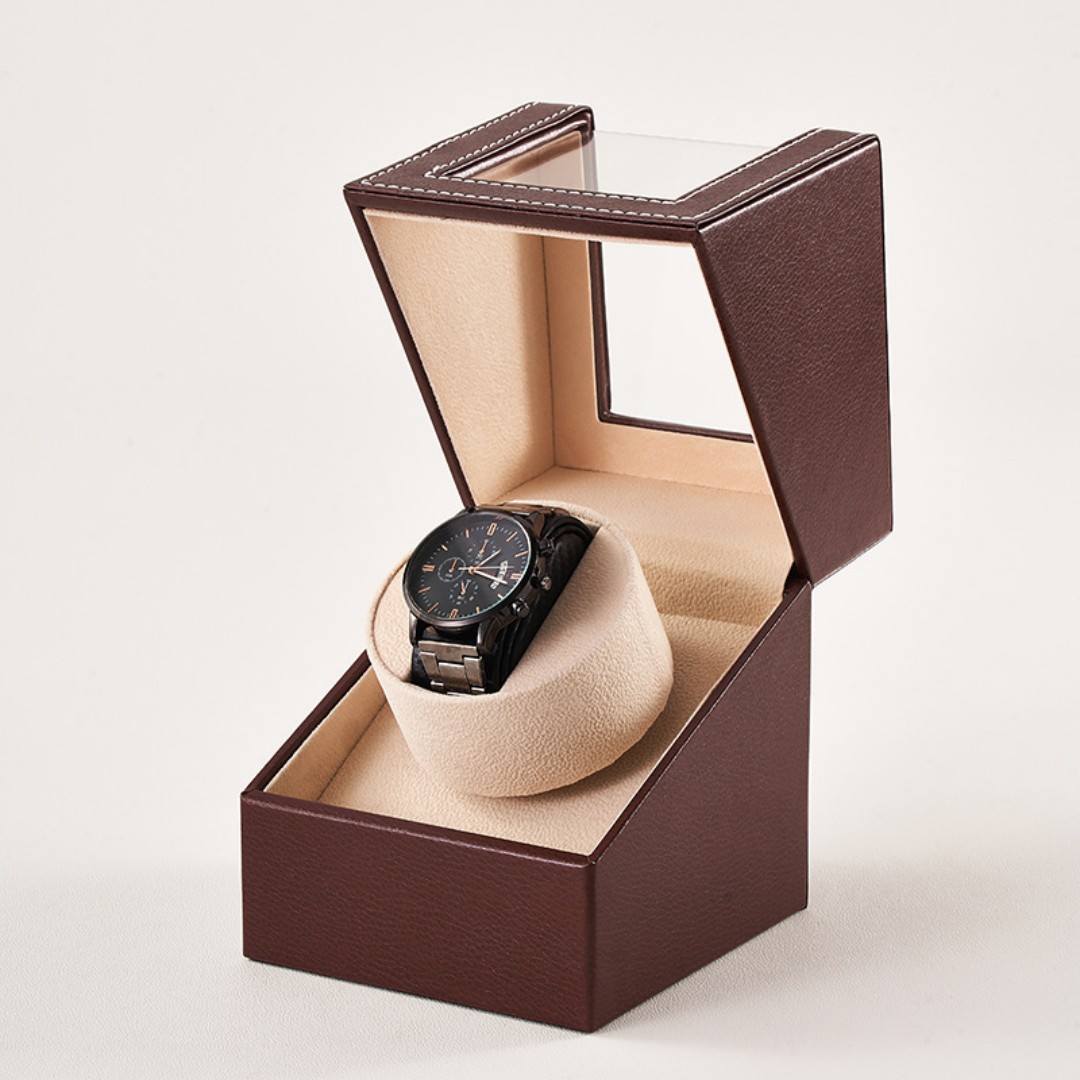 Watch Winder for Automatic Watches, Automatic Watch Winder Box with Quiet Japan-made Motor, Automatic Watch Display Storage Rotation Wristwatch Box with 1 Slots (Black PU Leather) custom logo