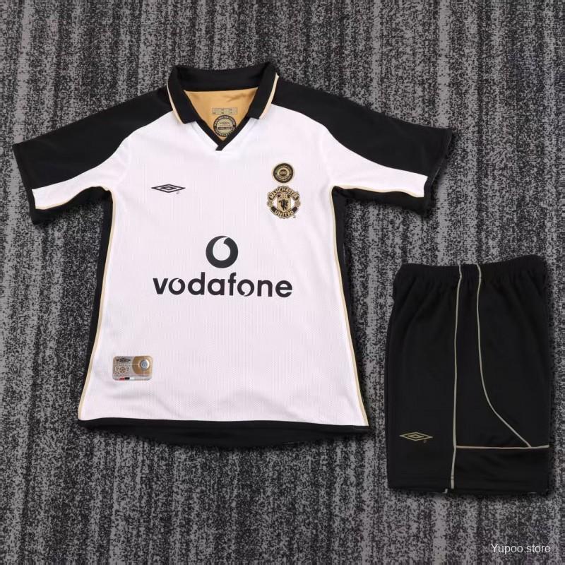 01/02 Manchester United Commemorative Edition Retro Football Soccer Kids Kit
