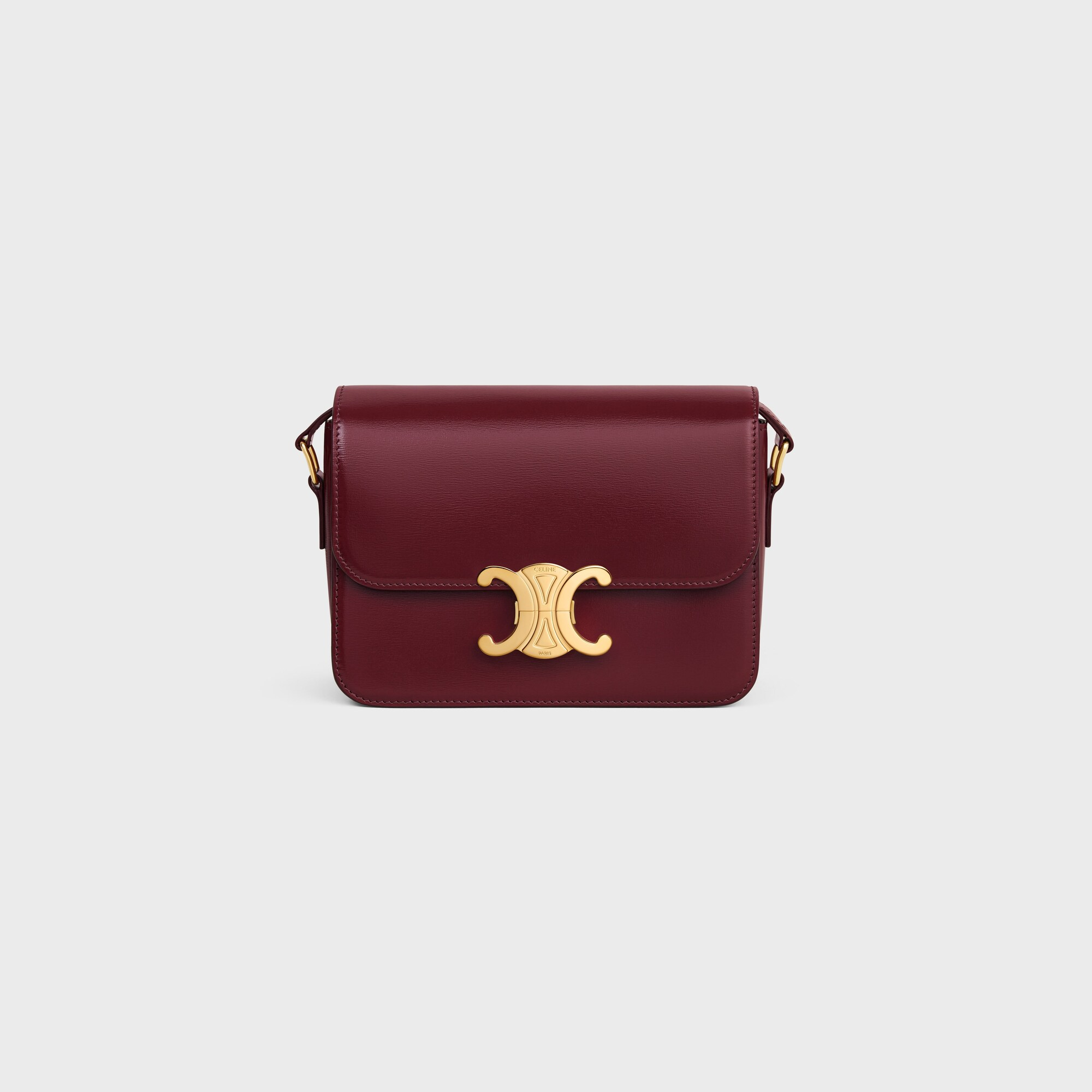 Teen Triomphe Bag in shiny calfskin LIGHT BURGUNDY