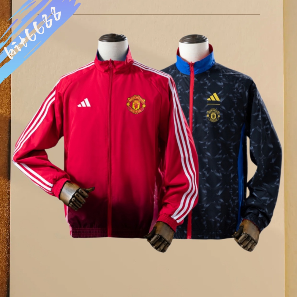25/26 Manchester United Reversible Jacket Windbreaker - Black/Red