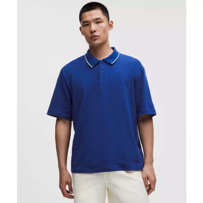 Mesh-Knit Jersey Short-Sleeve Polo Shirt