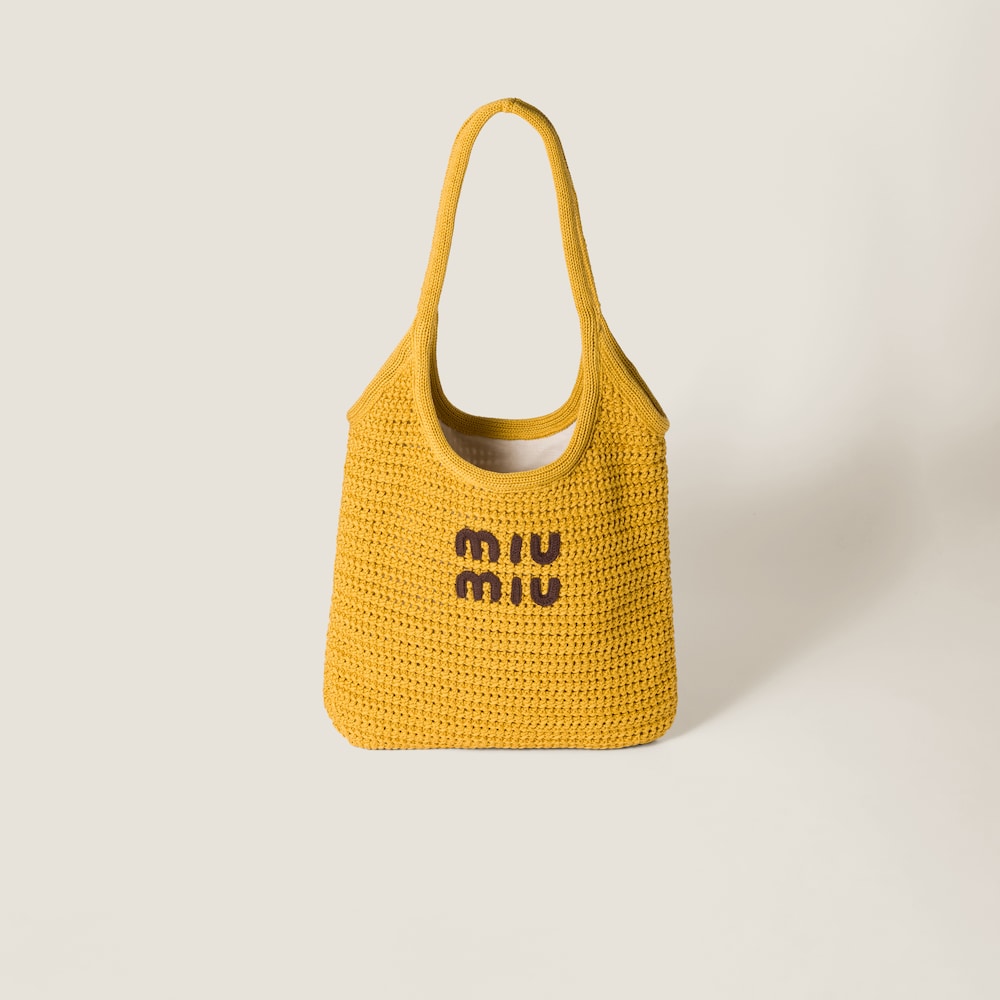 IVY raffia-effect woven tote bag Ochre/Cocoa Brown