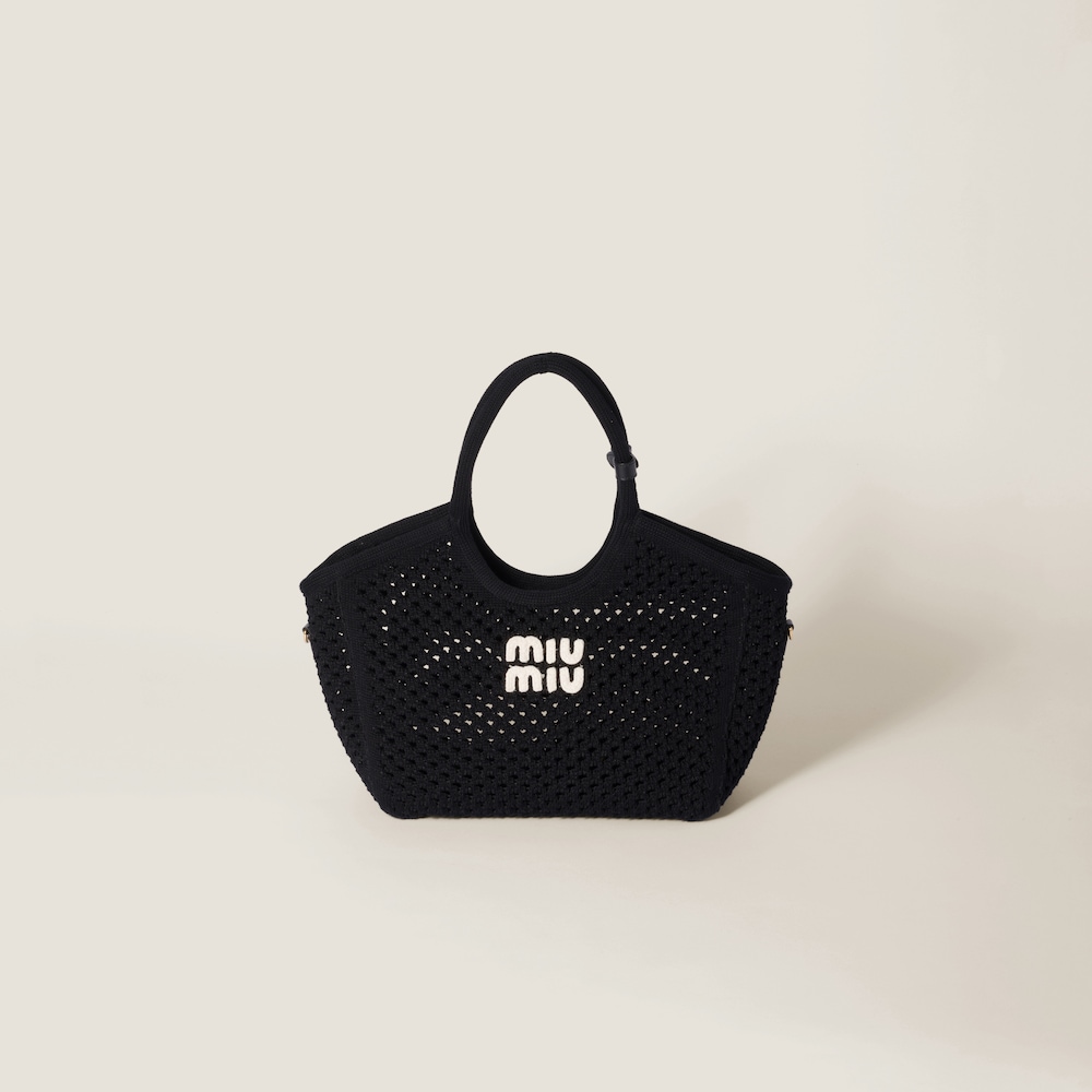 IVY cotton mesh tote bag Black/Chalk White