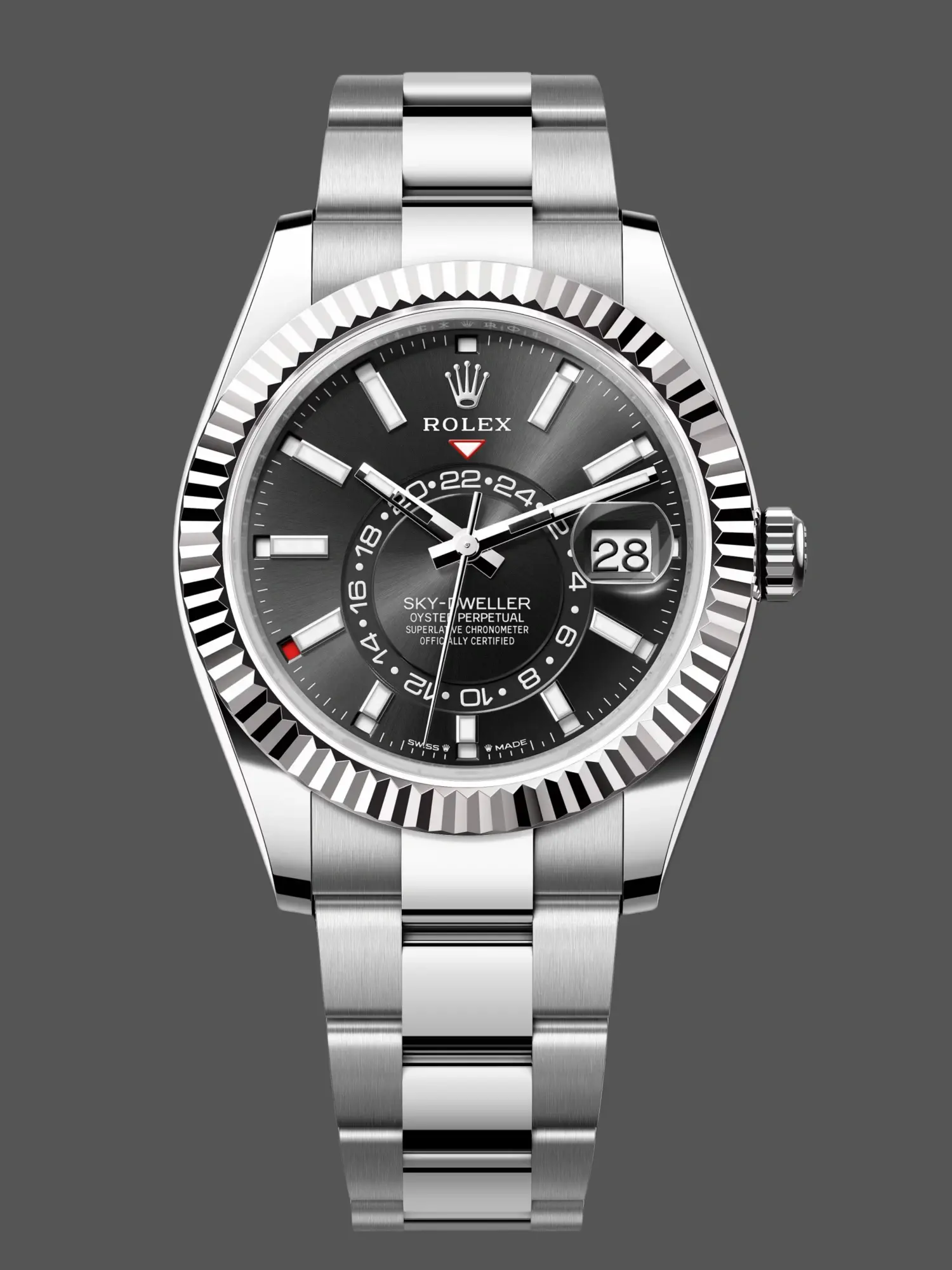 Rolex Sky Dweller 42 White Rolesor Black Dial Oyster M336934 0007 Men's Watch
