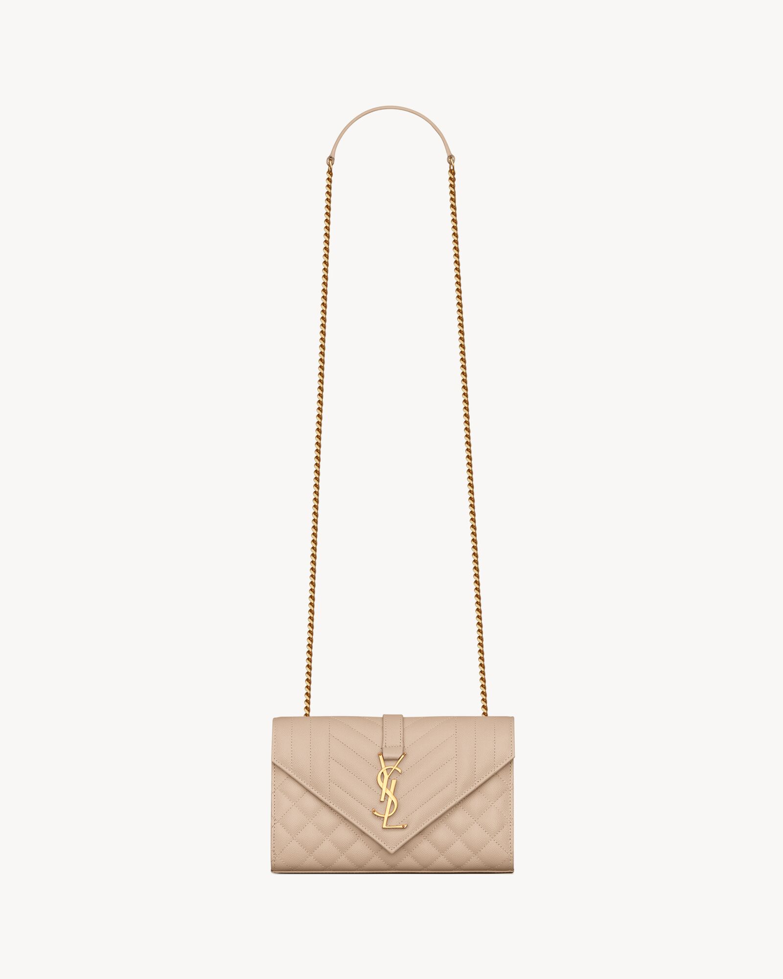 envelope small in quilted grain de poudre embossed leather DARK BEIGE