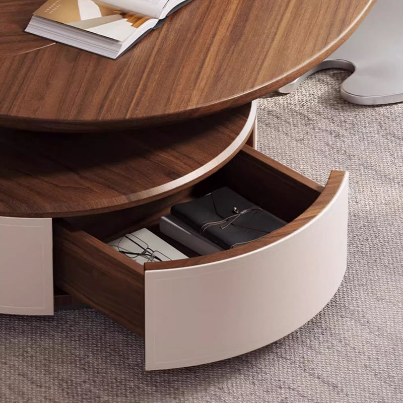 Mesa de Centro Moderna en Forma de Hoja Nogal de Lujo Ligero para Sala de Estar Mesa Auxiliar de Diseño con Forma Especial