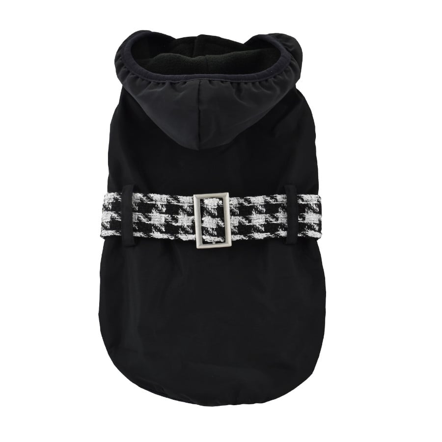 Outech Abrigo Negro con Cinturon para perros