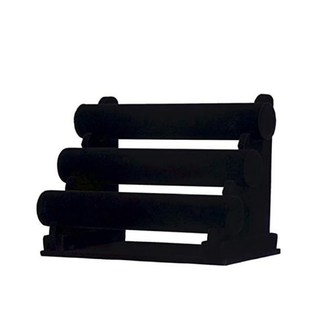 Velvet Fabric Bracelet Stand Jewelry Display Rack Watch Bracelet Holder Display Stand Jewelry Packaging Rack Three-Tier Bracelet Display custom logo