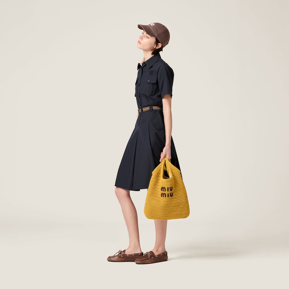 IVY raffia-effect woven tote bag Ochre/Cocoa Brown