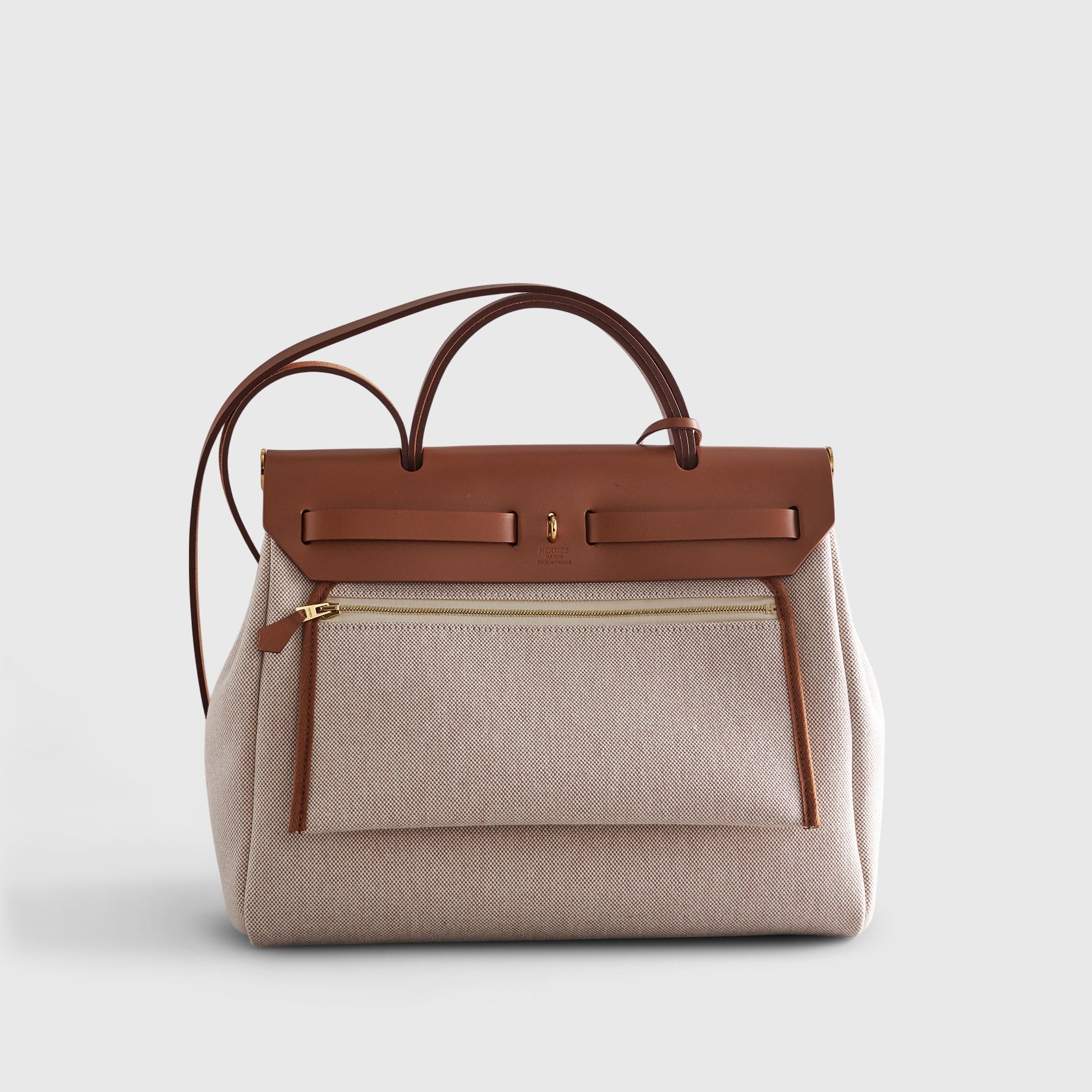 Hermès Herbag Zip 31 Fauve / Ecru / Beige Circuit Gold Hardware