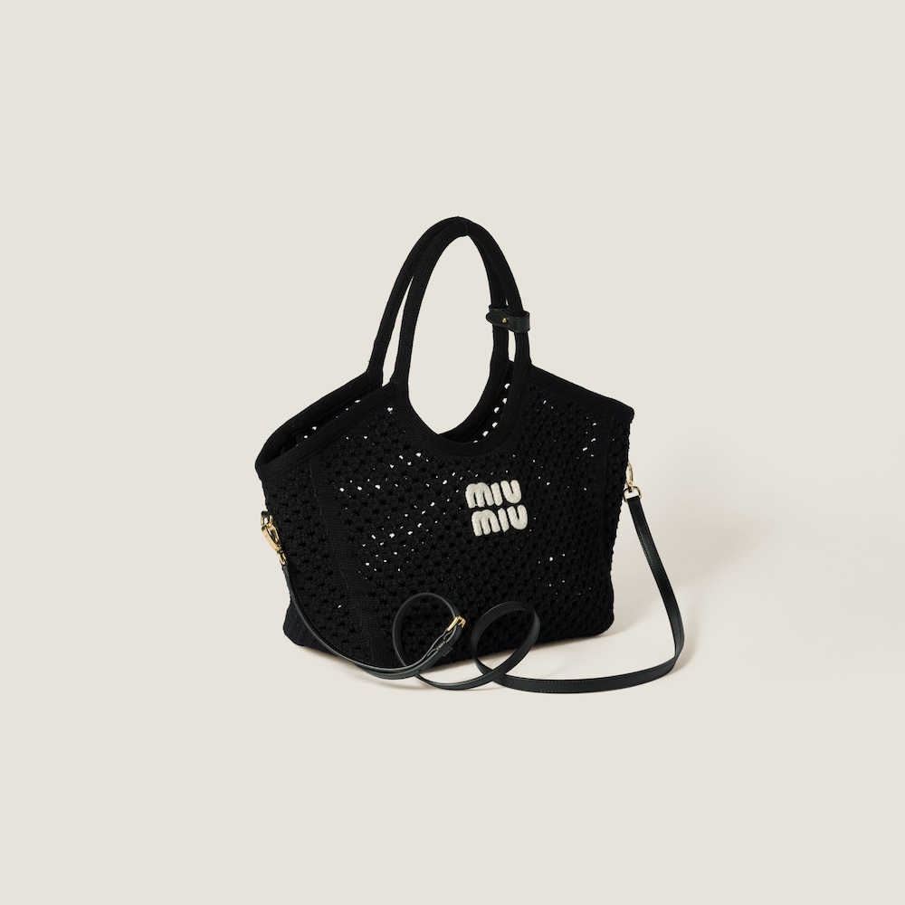 IVY cotton mesh tote bag Black/Chalk White