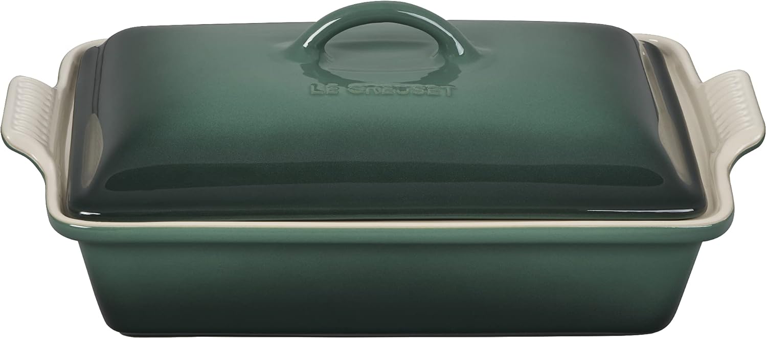 Le Creuset Stoneware Heritage Covered Rectangular Casserole. 4 qt. (12 x 9). Caribbean