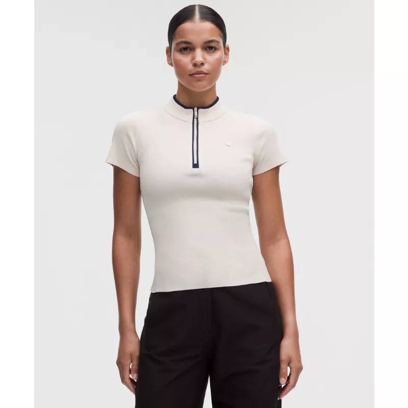 Knit Golf Mockneck Short-Sleeve Shirt