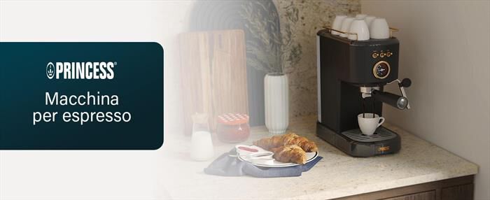 PRINCESS - MACCHINA CAFFE' ESPRESSO 3 IN 1-Nero / Acciaio-Plastica