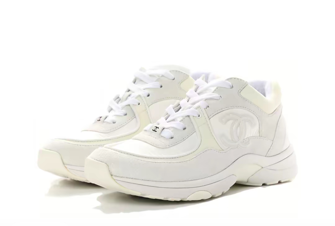 Chanel Triple White Chanel CC Logo Low Top