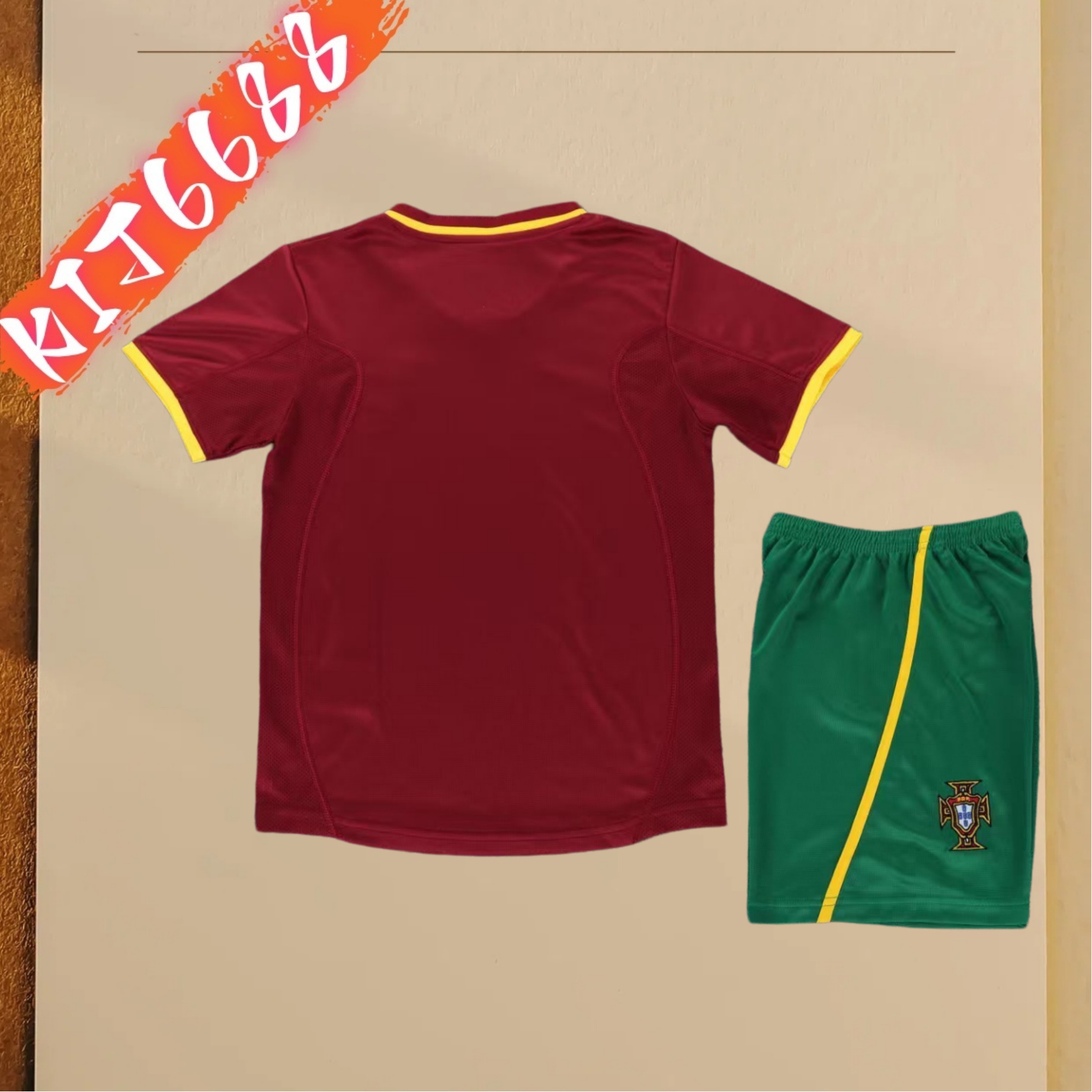 2000 Portugal home Retro Football Shirt  Kids Kit