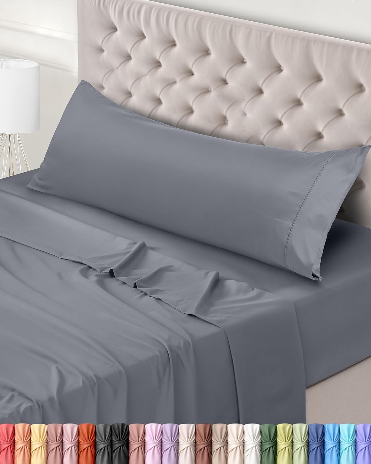 Utopia Bedding Juego de Sabanas 4 Piezas 150x200 - Poliéster Microfibra Cepillada - Oeko-Tex Certificado - Sábana Bajera, Sábana Plana y 2 Fundas de Almohada 50x75 (Cama 150, Gris)