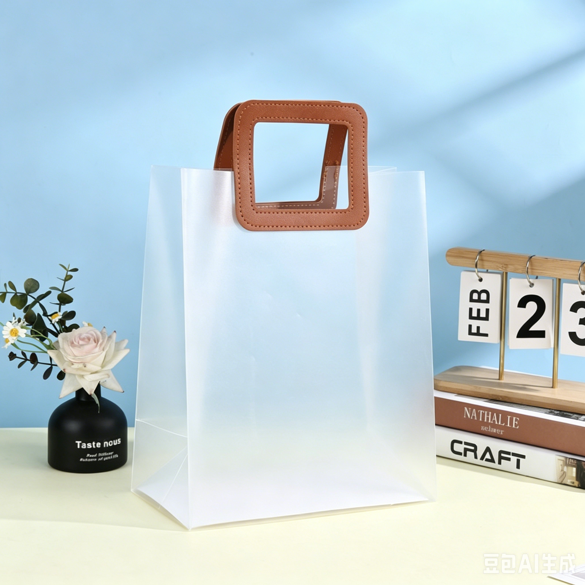 PP Frosted Transparent Handheld Gift Bag, Plastic Festival Souvenir Bag, Wedding Candy & Flower Tote Bag, Custom Logo Packaging Bag, In Stock Wholesale
