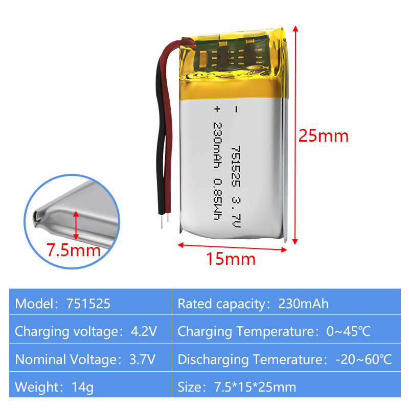 Pouch Lithium Ion Batteries 702535 751524 3.7v 600mAh 240mAh