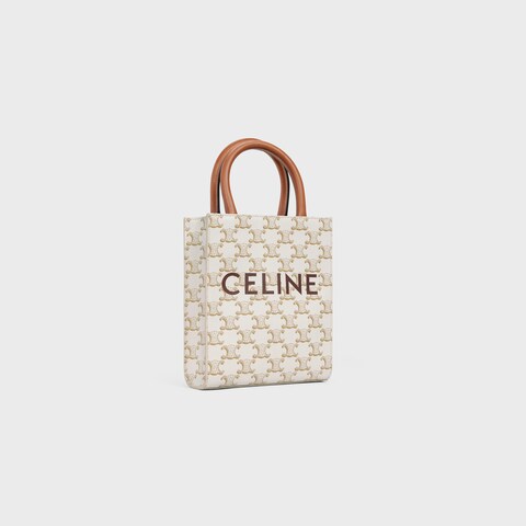 Mini Vertical Cabas IN Triomphe Canvas with Celine print WHITE