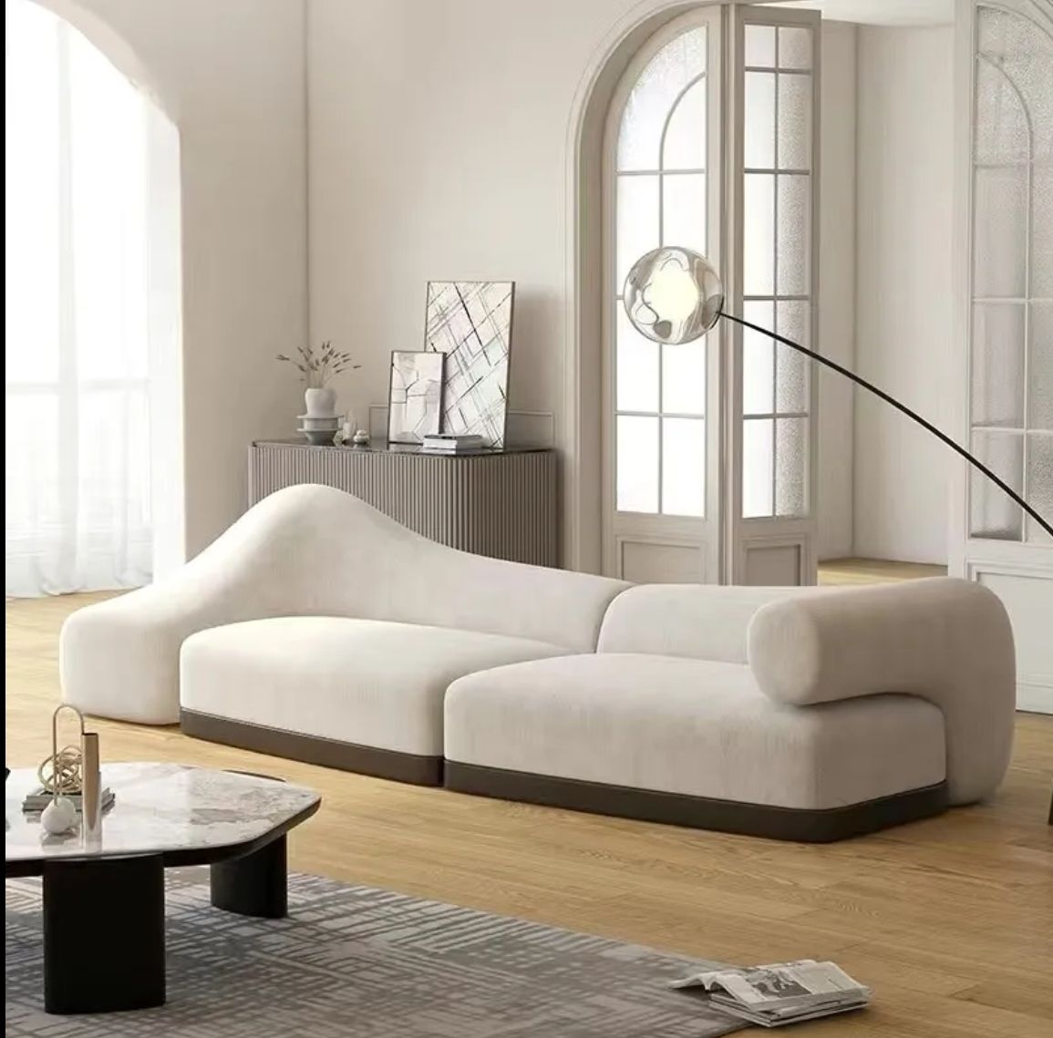 Sofá moderno nórdico barato, diseño en forma de L,