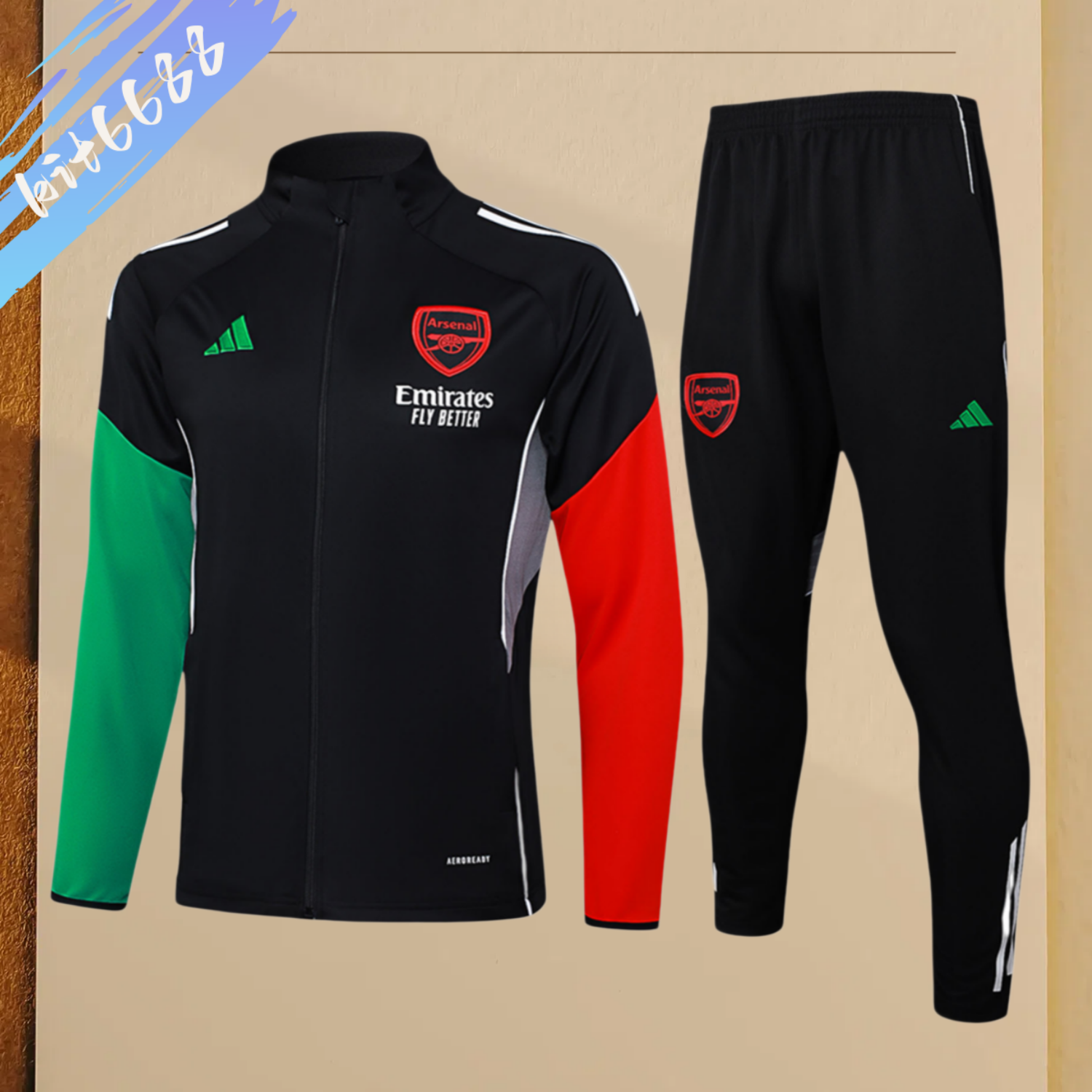 2025/2026 Arsenal Black Kids Full Zip Training Wear (Kids Kit)