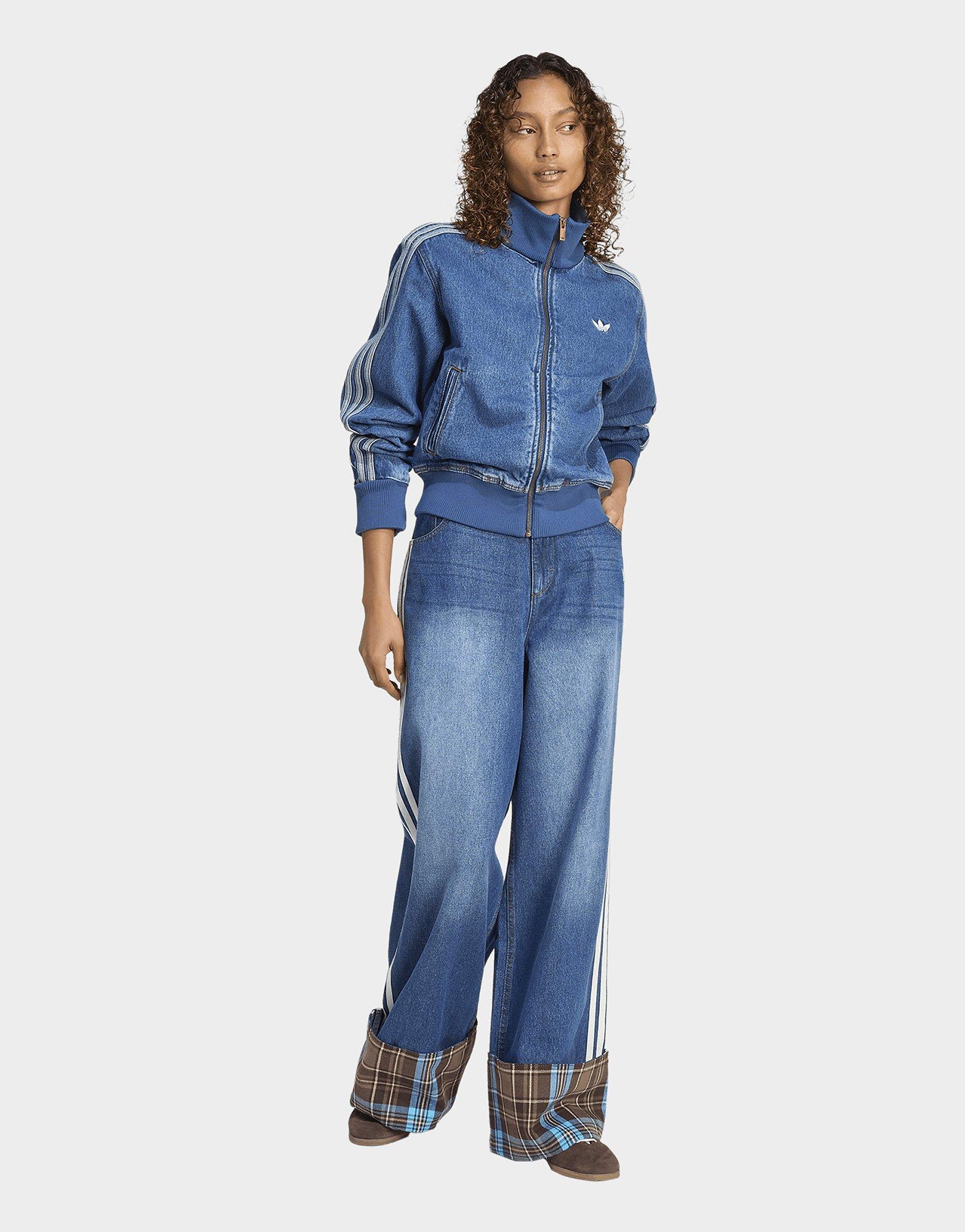 adidas VINTAGE WIDE LEG JEANS MIT KARIERTER NAHT