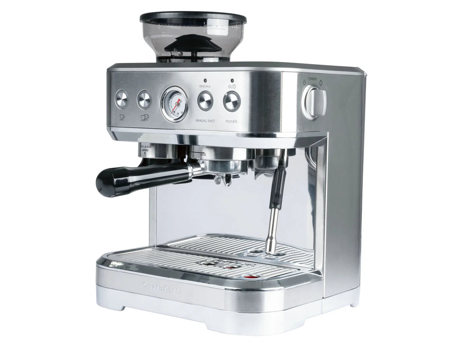 SILVERCREST® KITCHEN TOOLS professional portafilter machine SSMP 1770 A2. with integrated grinder