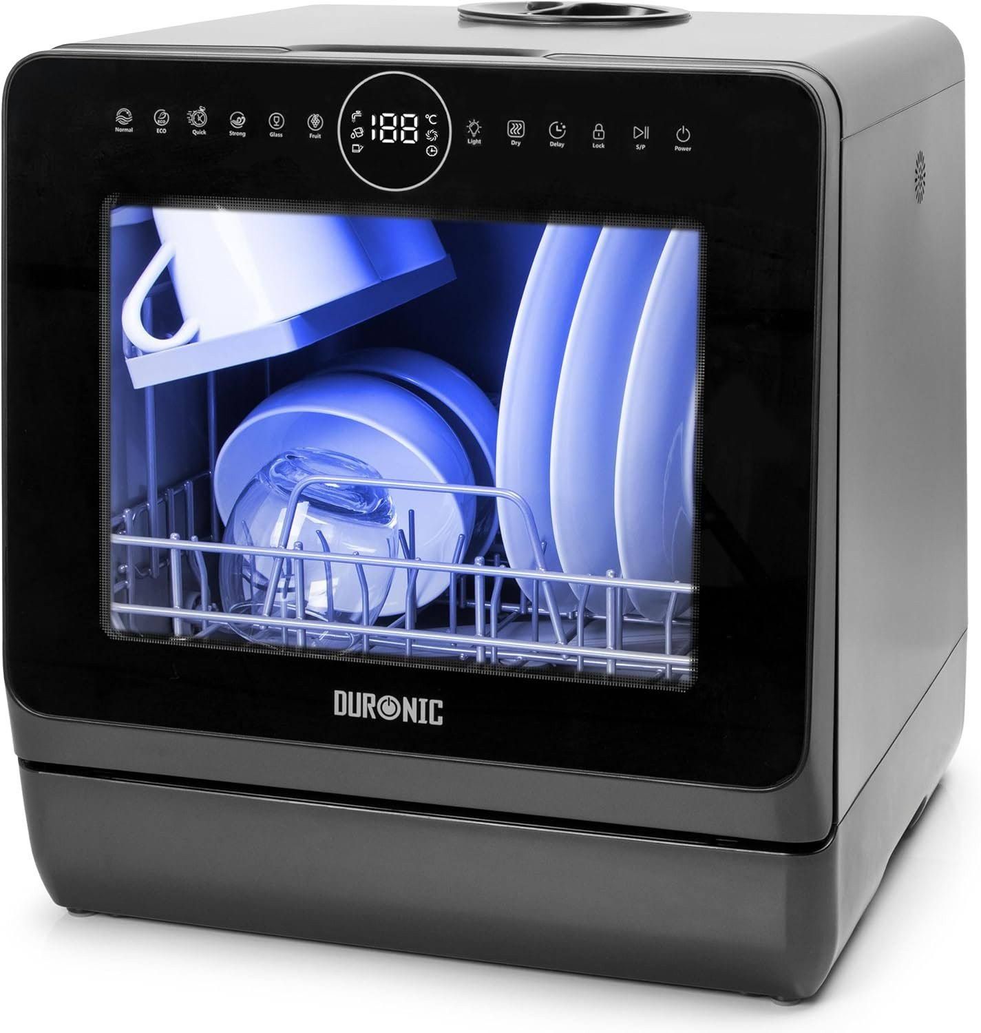 Duronic DW5 BK Lavastoviglie Libera Installazione 950W Lavastoviglie Piccola Mini Lavastoviglie per piccole cucine spazi ridotti Lavastoviglie da