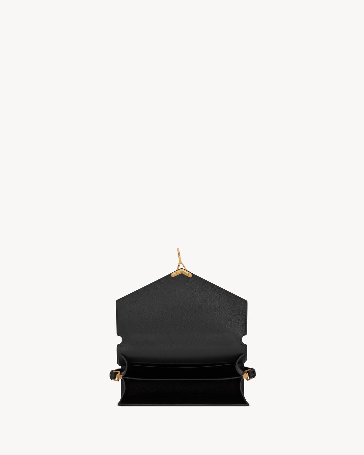 cassandra medium top handle bag in grain de poudre embossed leather BLACK