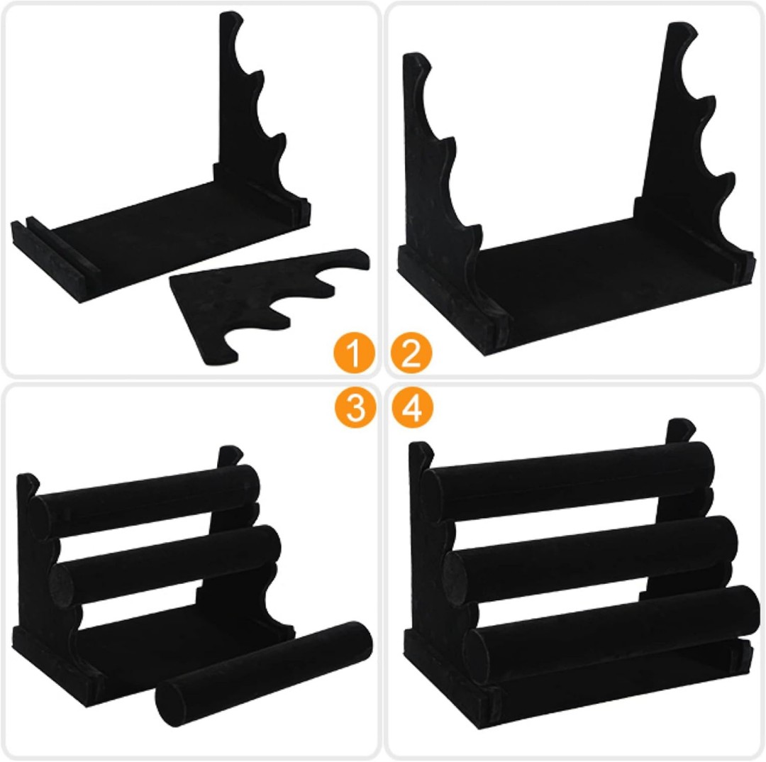 Velvet Fabric Bracelet Stand Jewelry Display Rack Watch Bracelet Holder Display Stand Jewelry Packaging Rack Three-Tier Bracelet Display custom logo