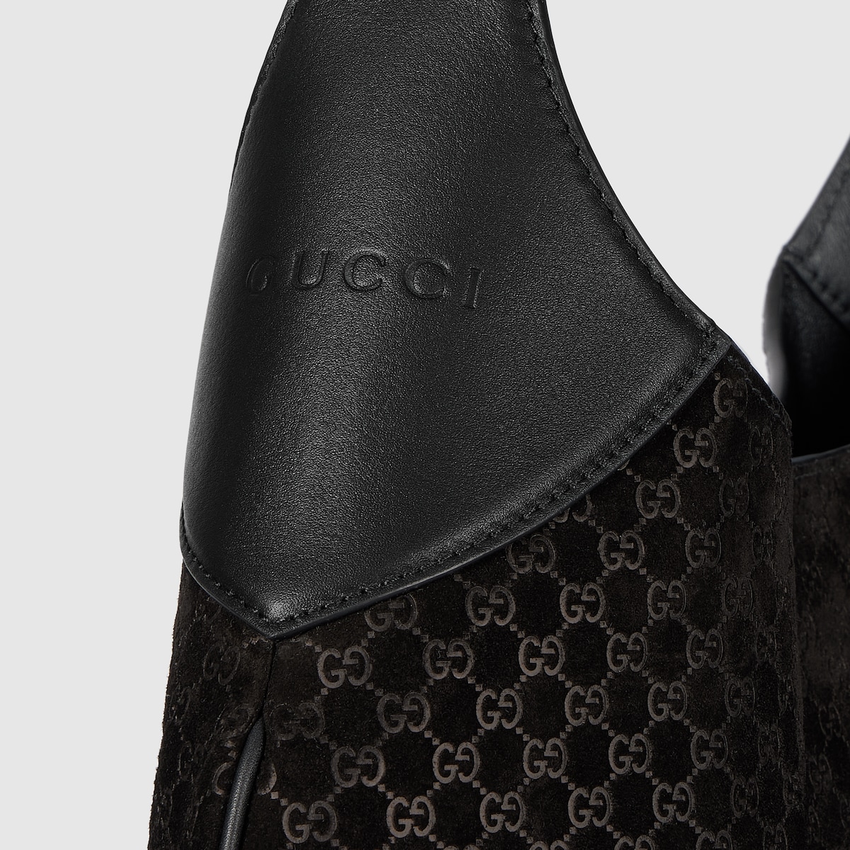 Gucci B medium shoulder bag Black micro GG embossed suede