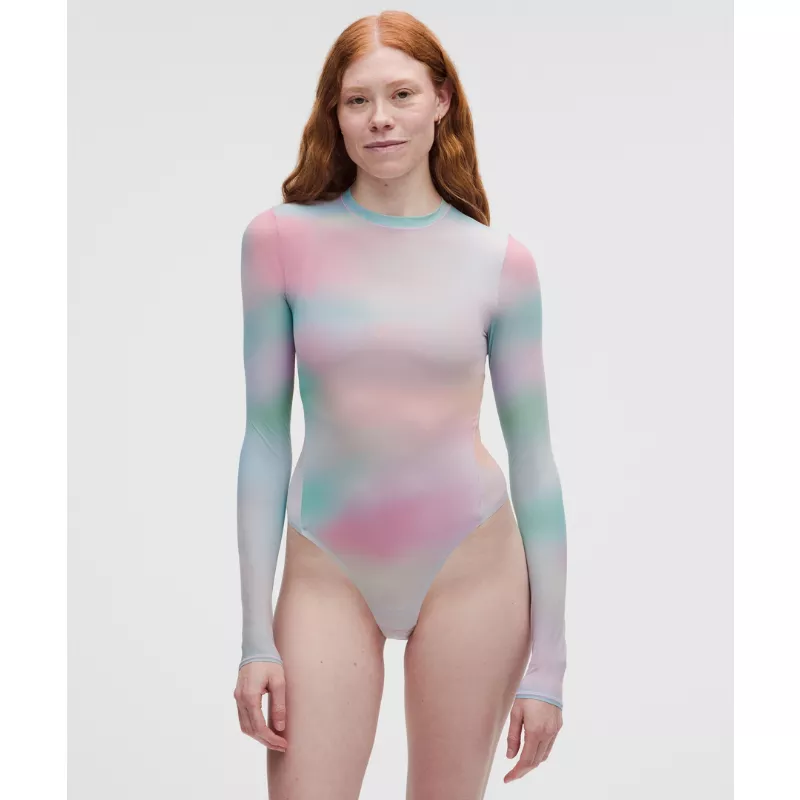 Wundermost Ultra-Soft Nulu Mesh Long-Sleeve Crewneck Bodysuit Pride