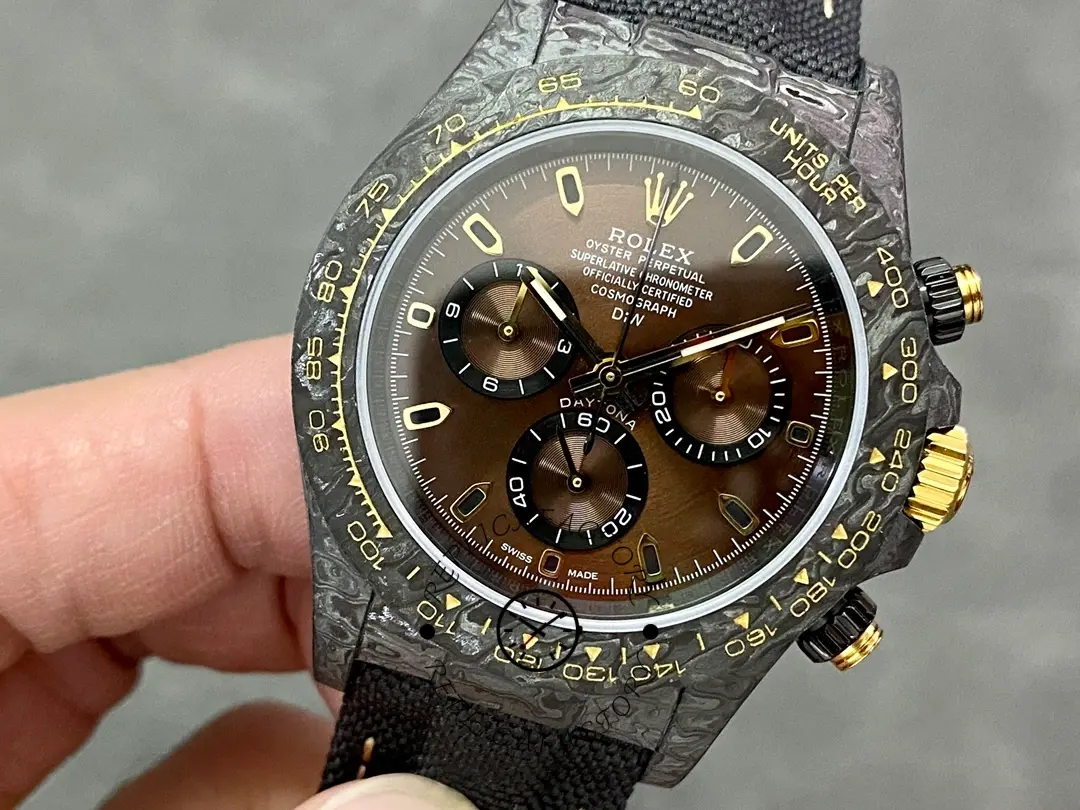 Rolex Daytona 40mm DIW Carbon Case Chocolate Dial Nylon Strap Mens Watch