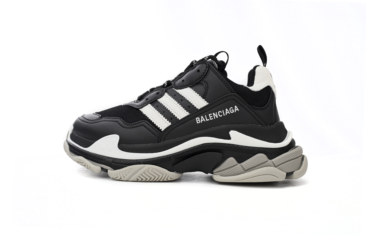Adidas x Balenciaga Triple S Black And White Bars 712764 W2ZB2 1090