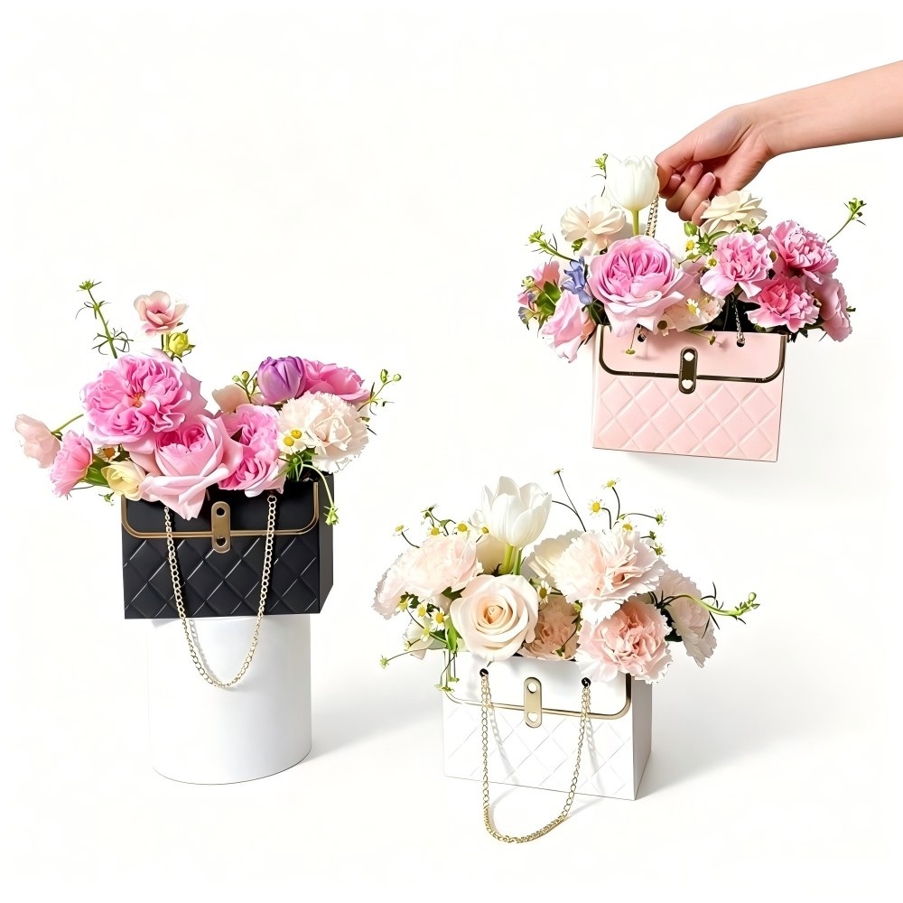 Cross-Border Fashion Tote Bag, Rectangle Creative Flower Bouquet Packaging Bag, Qixi Festival Luxury Fragrance Gift Box And Gift Packaging Bag For Wholesale