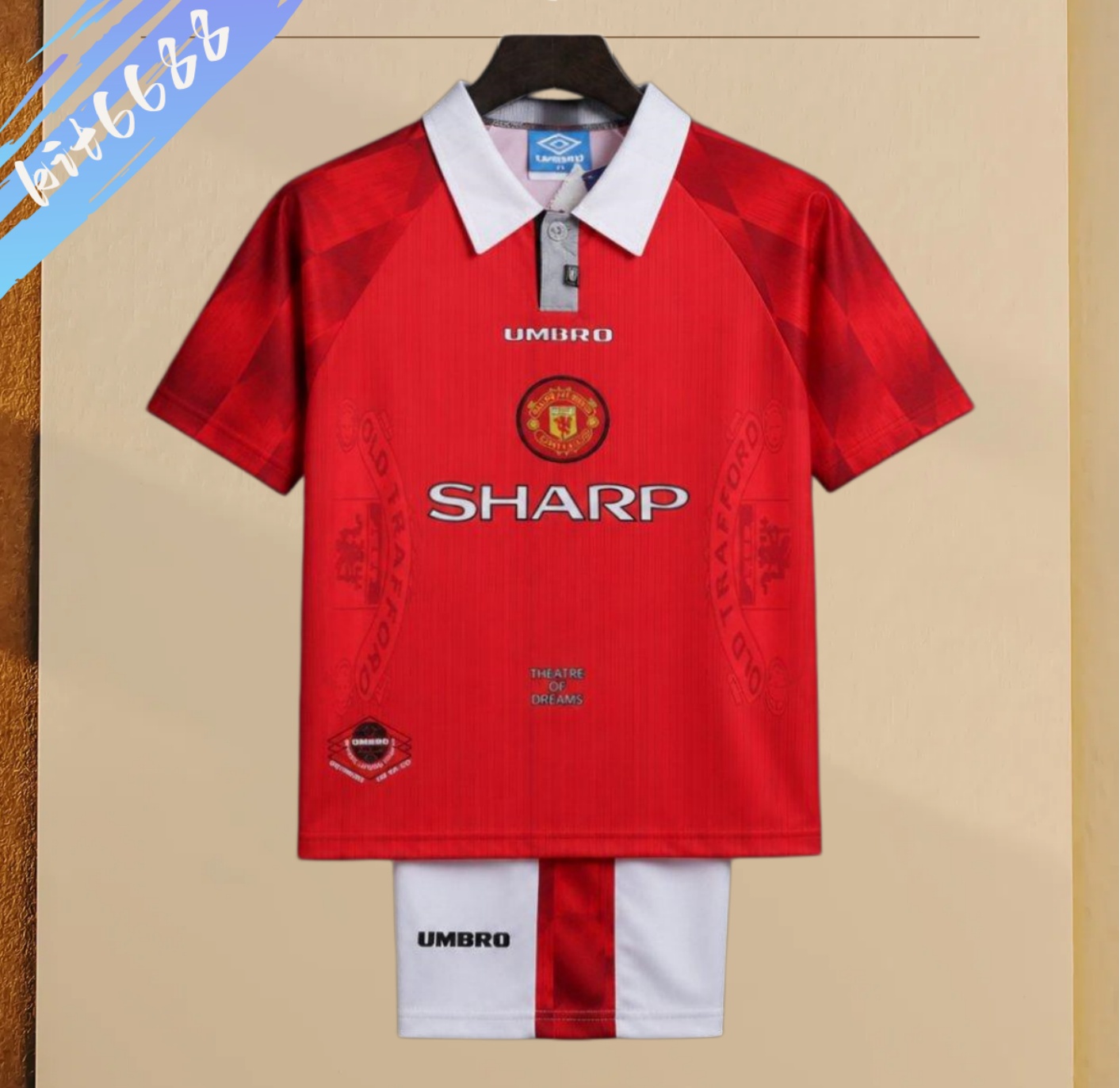 96/97 Manchester United home  Retro Football Shirt ( Kids Kit )
