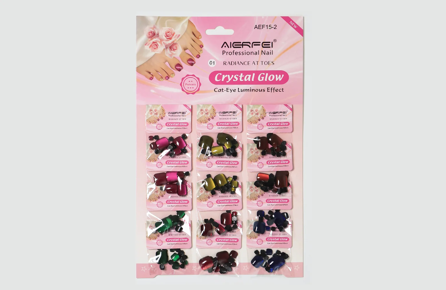 Custom product display card packaging for press-on nails