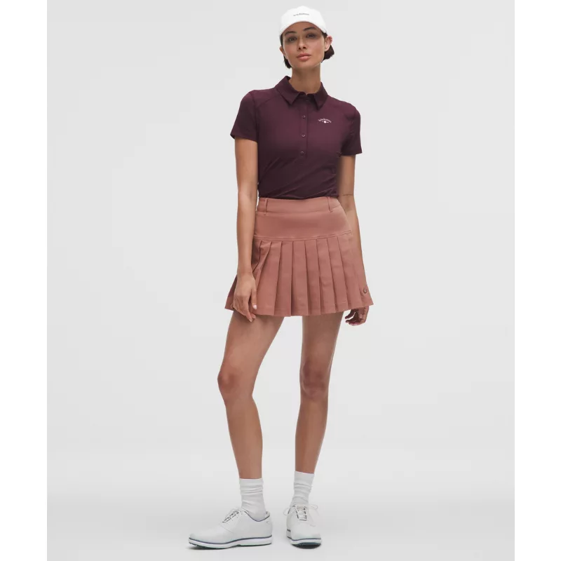 Drop-Waist Pleated High-Rise Golf Skirt
