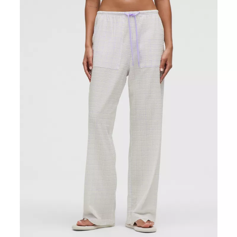 Seersucker Check Mid-Rise Pull-On Pant