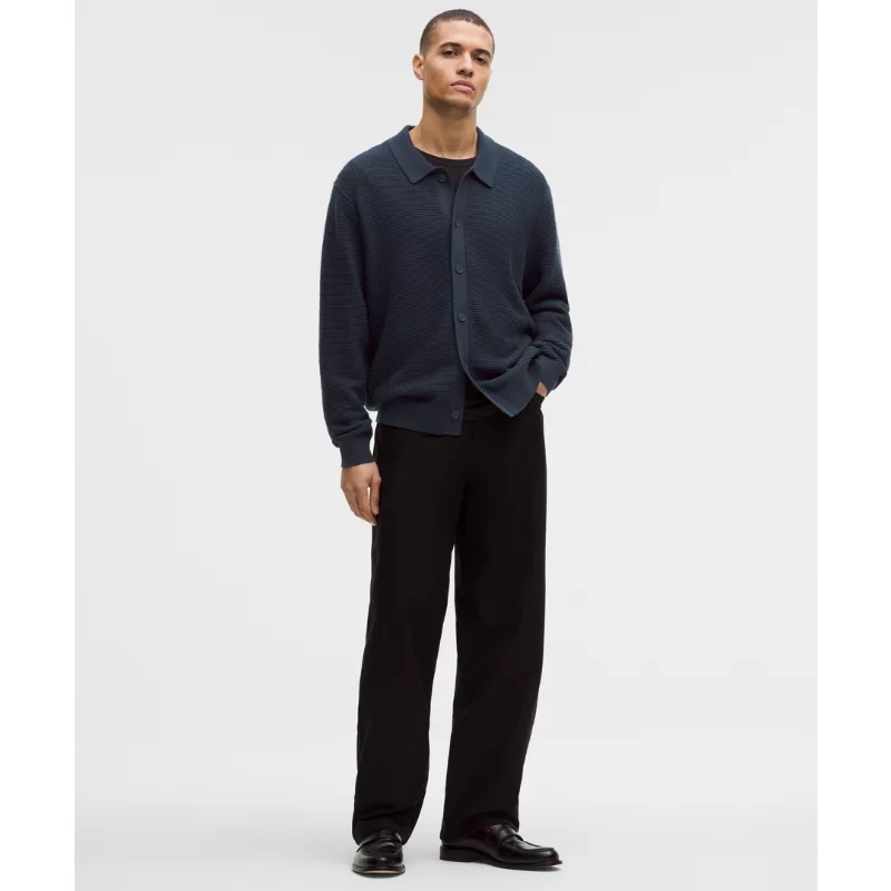 Cotton-Blend Knit Collared Cardigan