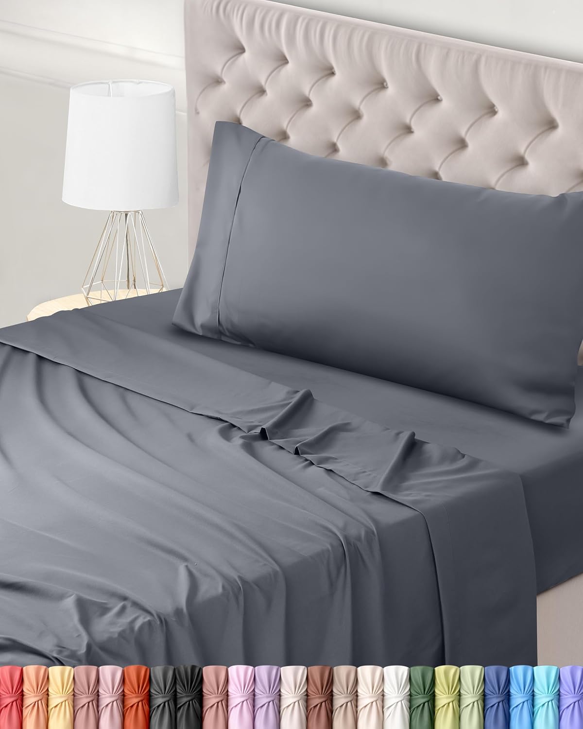 Utopia Bedding Juego de Sabanas 4 Piezas 150x200 - Poliéster Microfibra Cepillada - Oeko-Tex Certificado - Sábana Bajera, Sábana Plana y 2 Fundas de Almohada 50x75 (Cama 150, Gris)