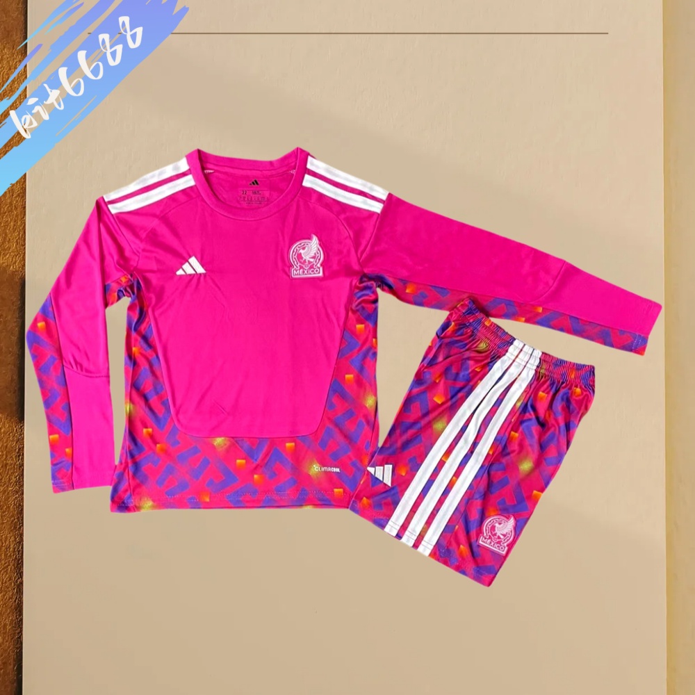 2026 Mexico Goalkeeper Long-sleeved Football Shirt （Kids Kit socks）