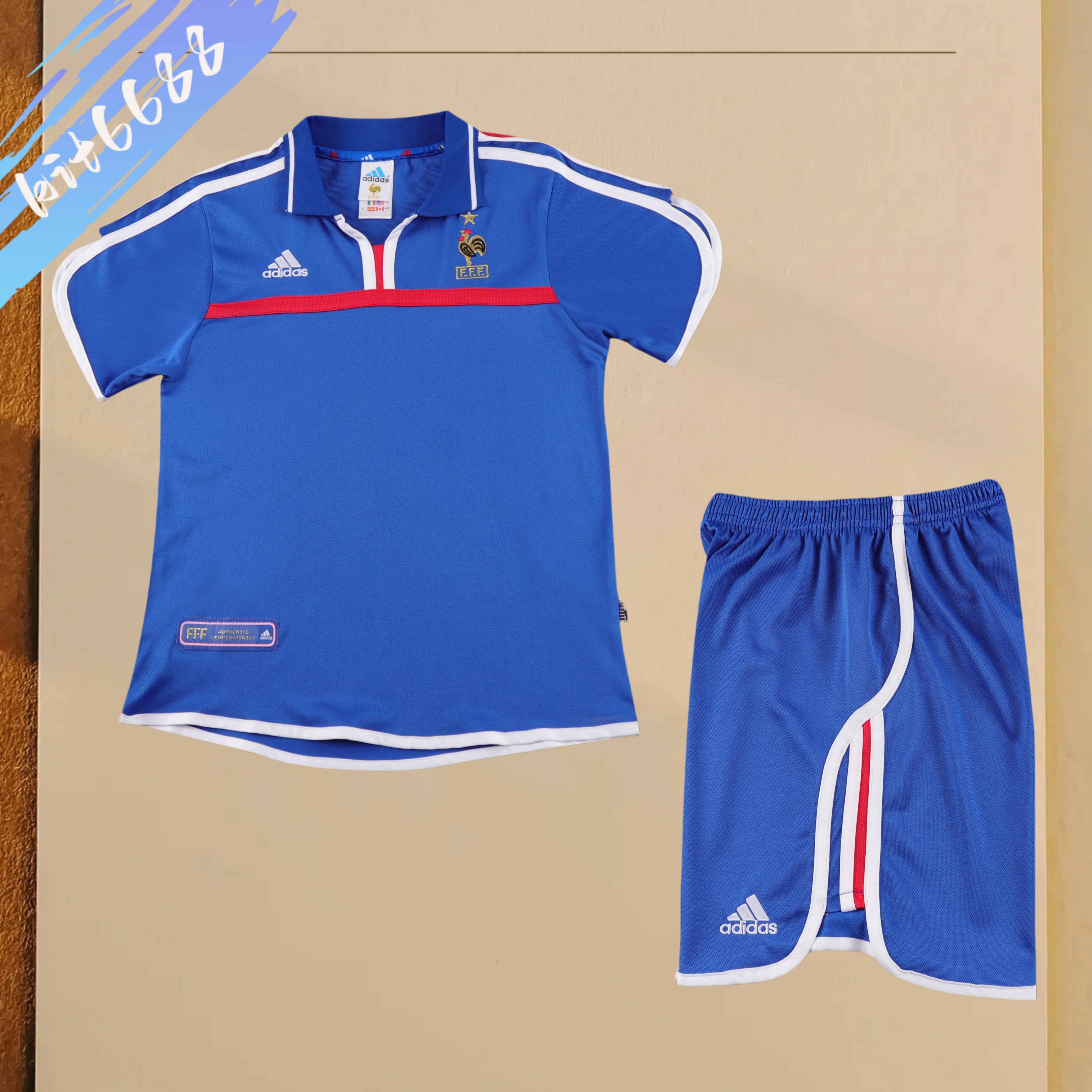 2004 France home Retro Football Shirt  Kids Kit
