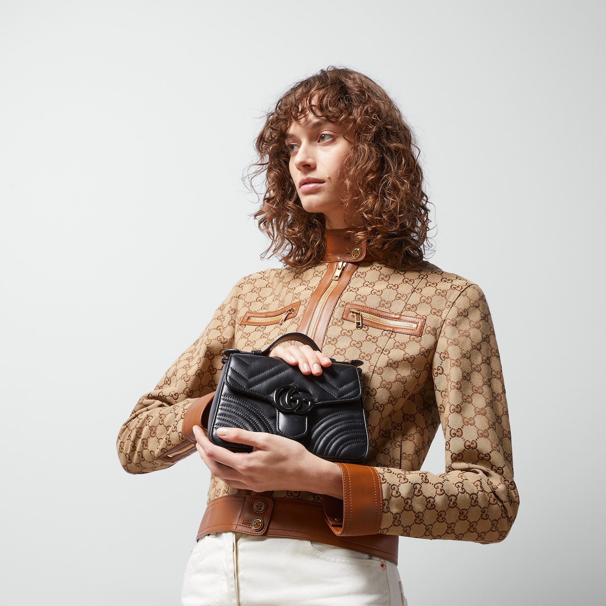 GG Marmont small top handle bag Black