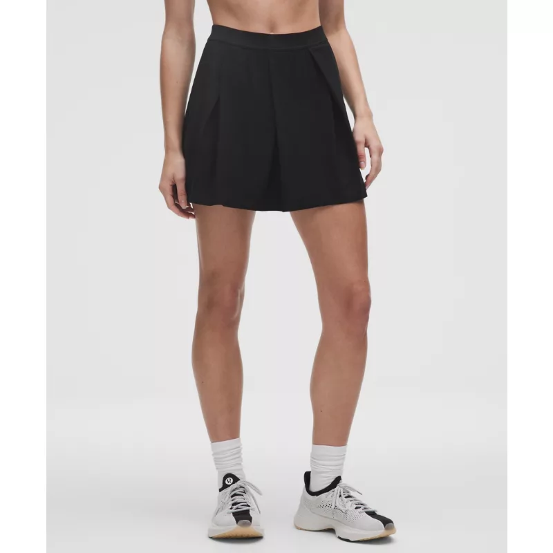 Angled-Pleat High-Rise Tennis Skirt