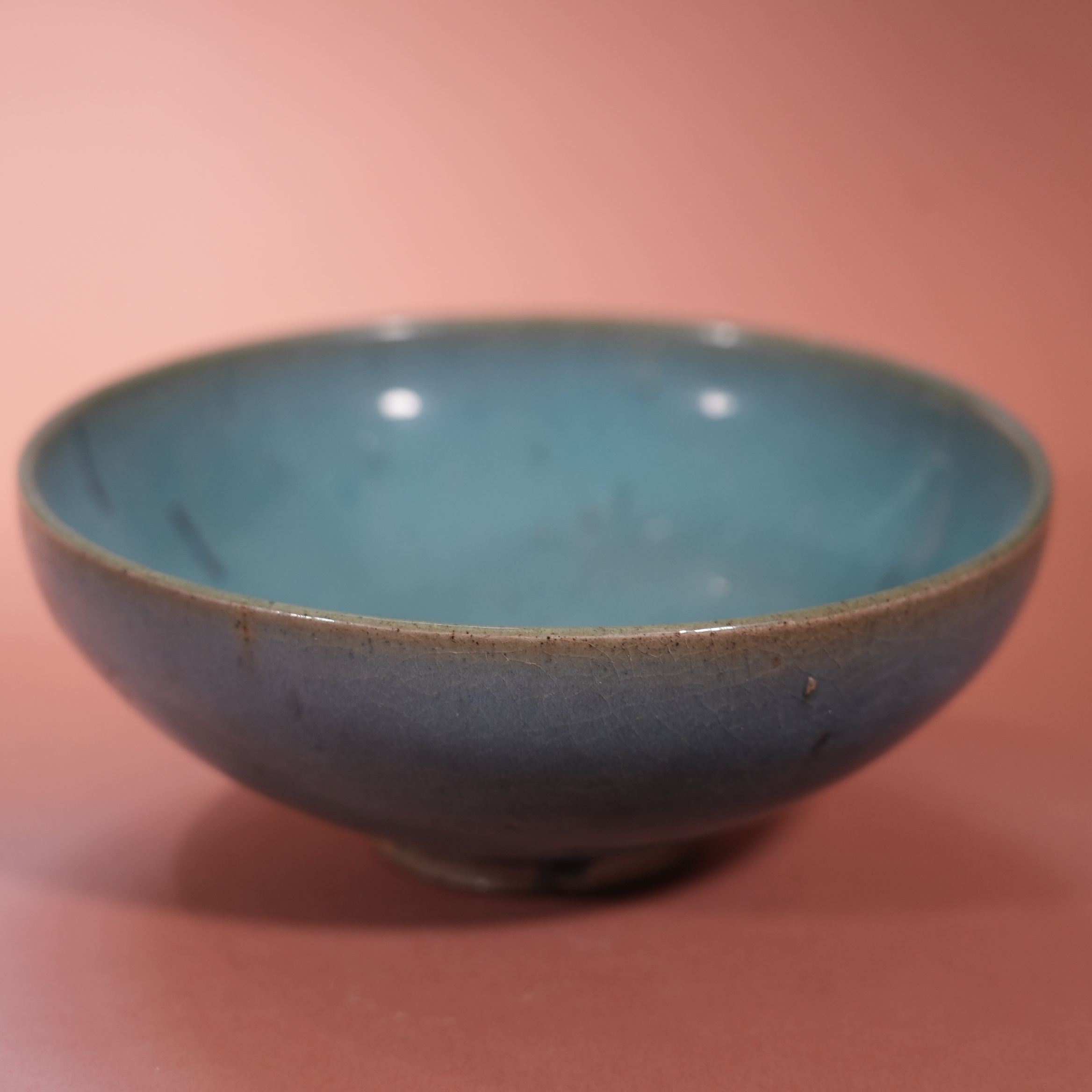Ancient Chinese Jun Kiln Sky-Blue Glazed Bowl with Spotted Decoration