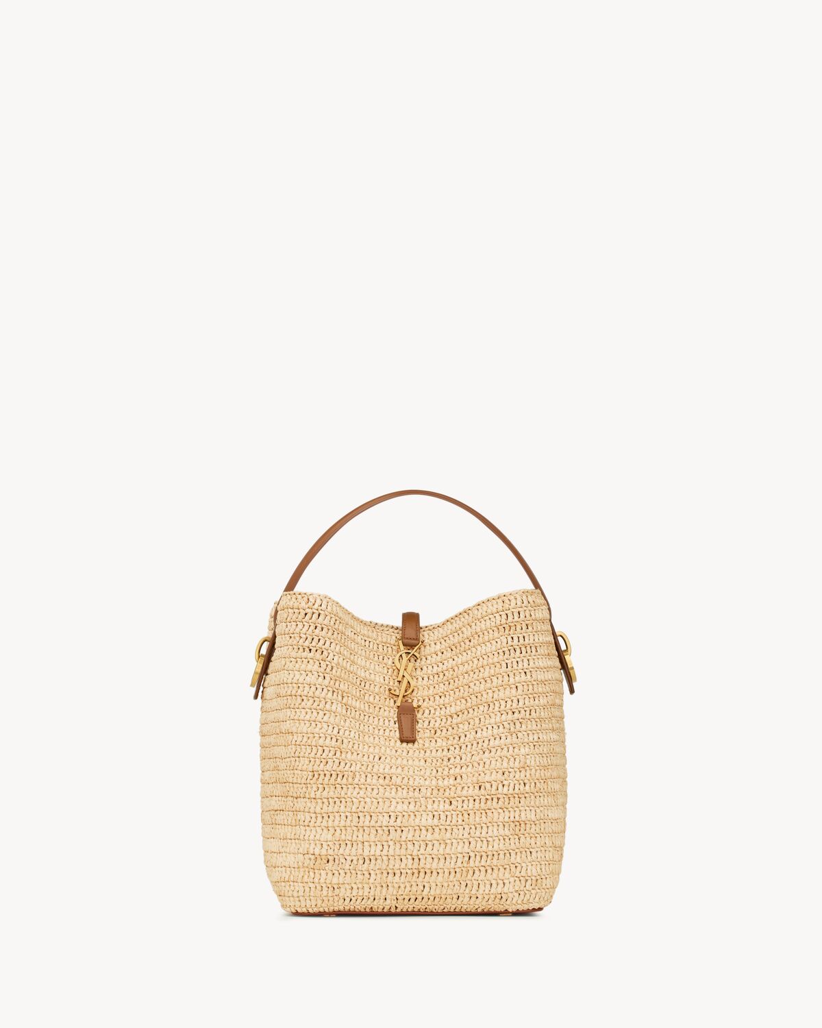 le 37 in woven raffia and vegetable-tanned leather NATUREL AND BRICK